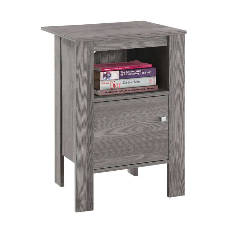 Mattews Accent Table, Side, End, Nightstand, Lamp, Storage, Living Room, Bedroom, Laminate, Gray