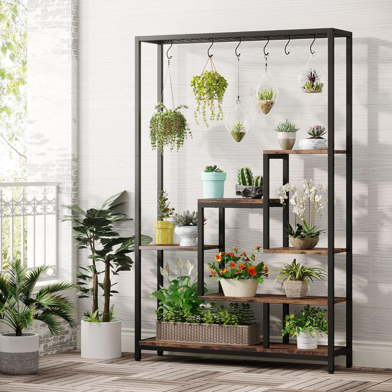 Rectangular Multi-Tiered Plant Stand, Brown
