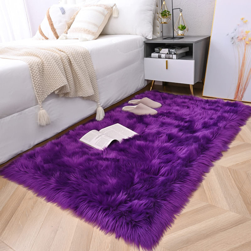 Nador Faux Sheepskin Indoor Rug, Rectangle 3' x 5'