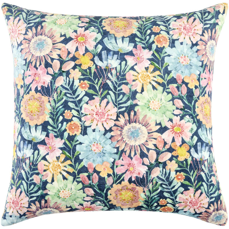 Spring Bouquet Throw Pillow Cover & Insert, Polyester, Multi-Blue, Square 18"
