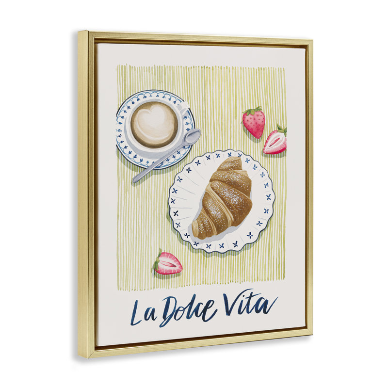  «La Dolce Vita Brunch», art mural encadré flottant par Grace Popp, H 21 po x l 17 po, Or