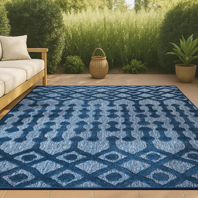 Tapis bleu marine intérieur / extérieur Adalbern