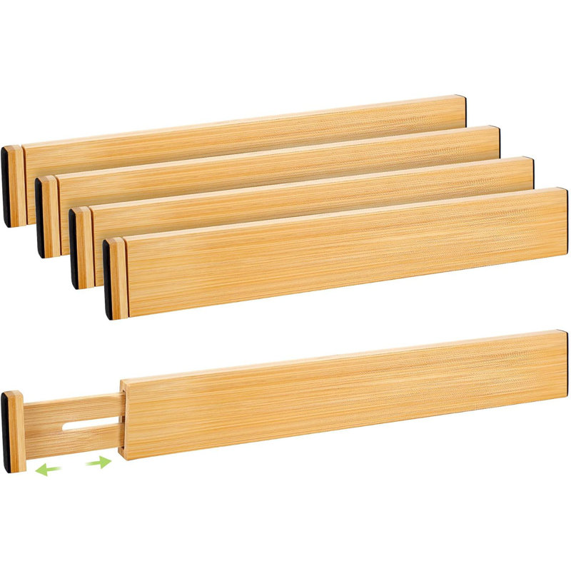 Drawer Divider, Adjustable Bamboo Kitchen Drawer Organizer