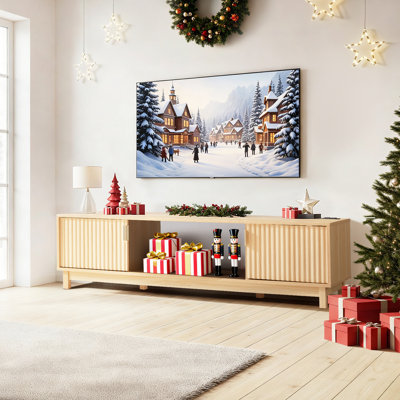 70" TV Stand with Fluted Doors and Built-In Power Outlet for TVs up to 75" by Ebern Designs