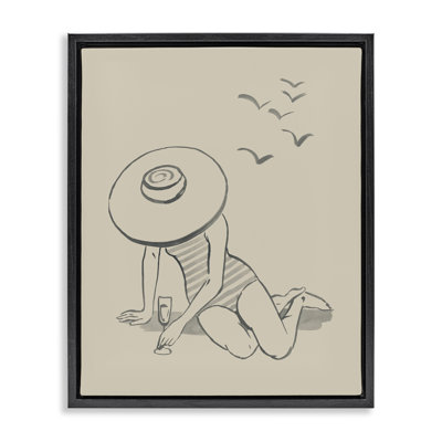 Fille sur la plage, croquis, art mural encadré par Grace Popp