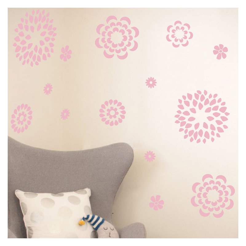 Plants & Flowers Non-Wall Damaging Wall Decal, Carnation Pink, 38" H x 48" W x 0.01" D