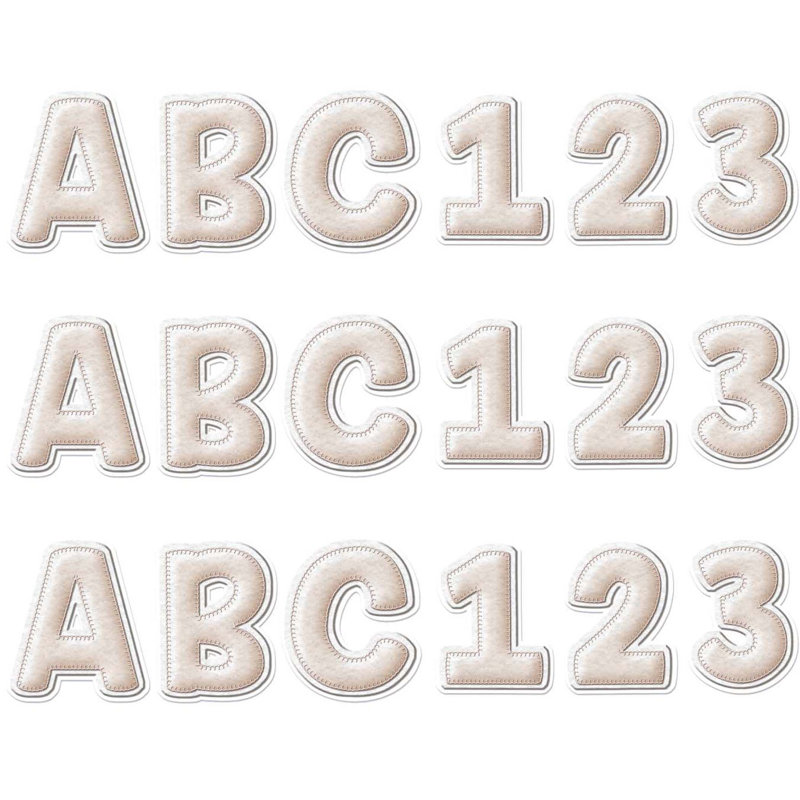 Eureka A, lettres en feutre bleu à motif serré, paquet de 179, paquet de 3, Beige