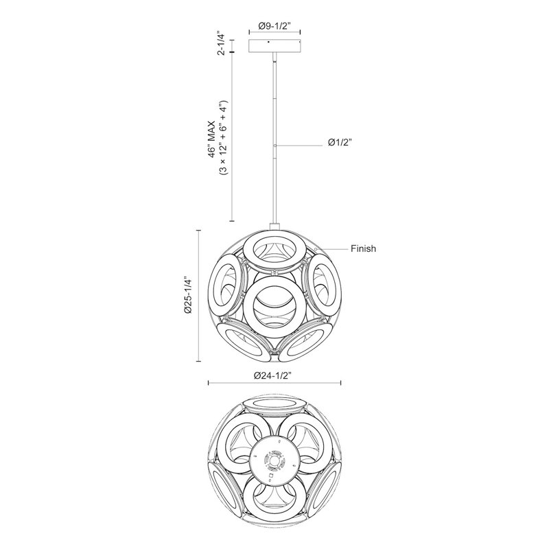 12 - Light LED Unique/Statement Pendant