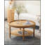 Table basse rustique en bois ronde à double couche, parfaite pour ajouter élégance et fonctionnalité à tout espace de vie.