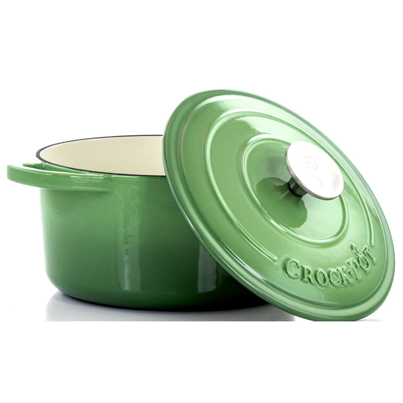Cocotte ronde artisanale en fonte antiadhésive Crock-pot, 5 pte, Vert pistache