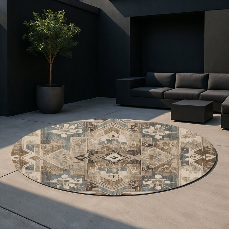 Ethereal Heirloom Indoor And Outdoor Area Rug, Round 5'
