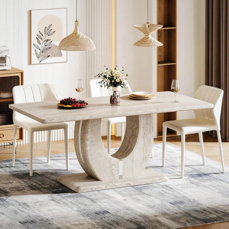 Table rectangulaire multifonctionnelle en bois Havenly, Crème