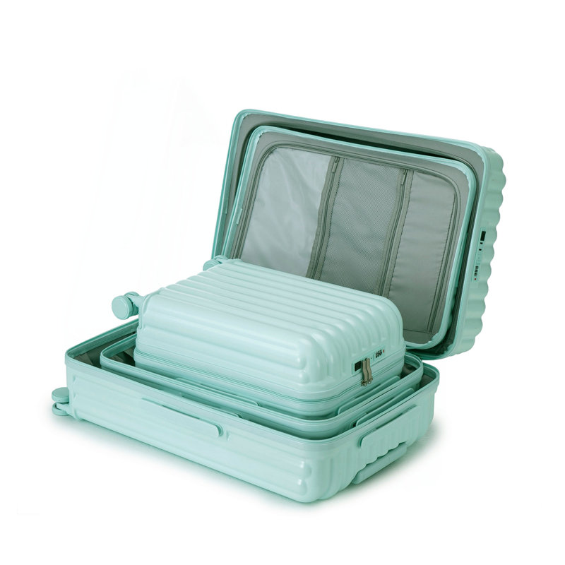 20 po / 24 po / 28 po 3 pièces / ensemble en valise à roulettes ABS, valise de transport, avec porte-gobelet et port USB et support pour téléphone