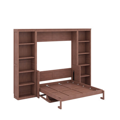 Lit escamotable double avec bureau et bibliothèque