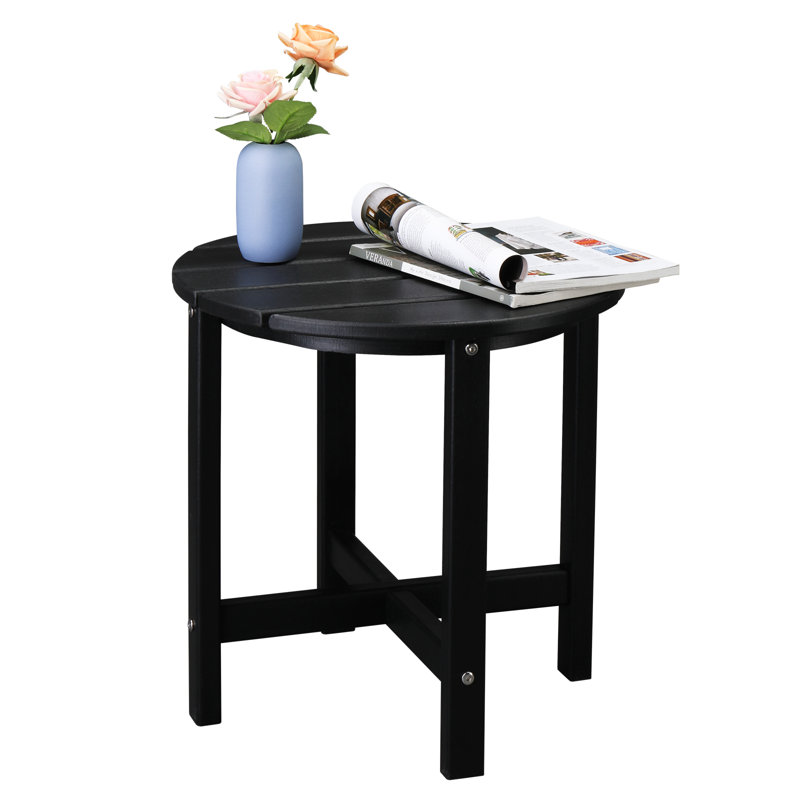 Round Outdoor Side Table , 45.7cm cm W 45.7cm cm D, Black