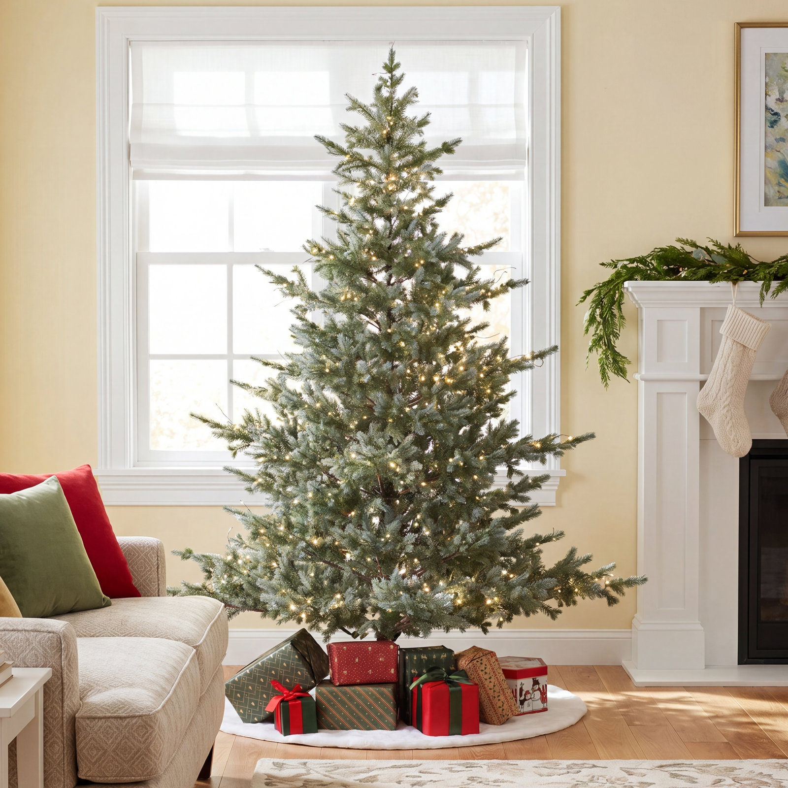Blue 7.5' Pre-Lit Spruce Christmas Tree