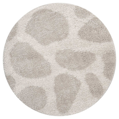 Moodi Modern Shaggy Area Rug Abstract Pebble Design