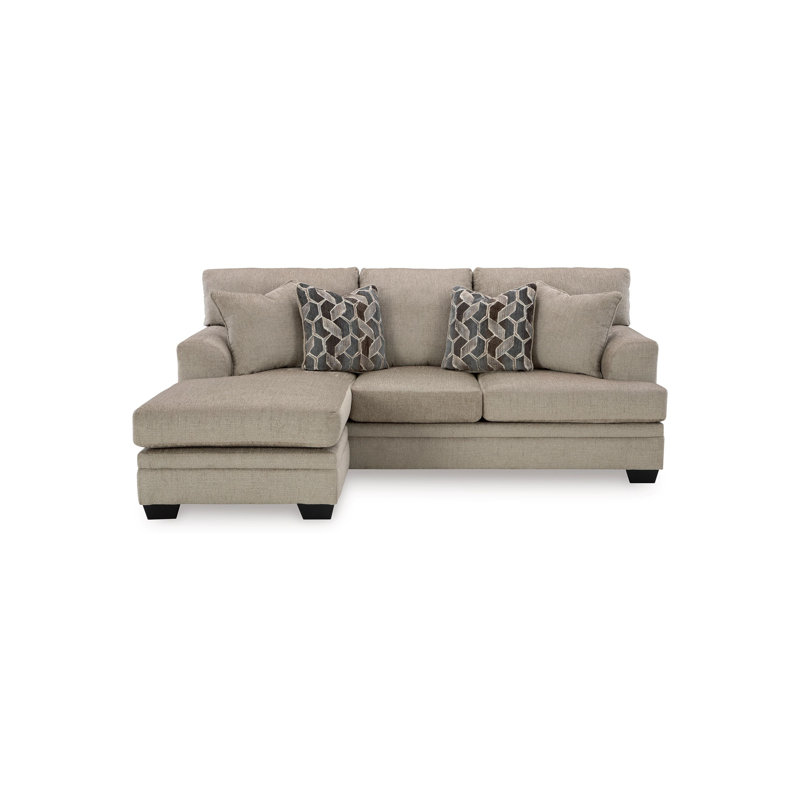 Ead Sectional Sofa Chaise, 4 Pillows, Polyester, Taupe Brown Polyester Blend, Reversible