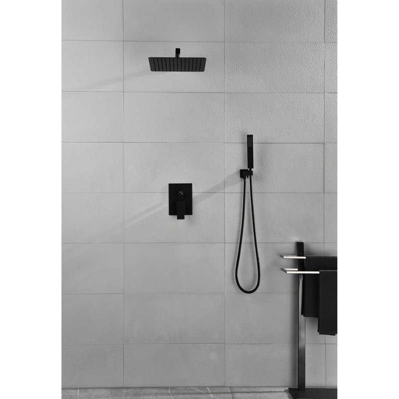 12" Rain Shower Head System Wall Mounted Matte Black - Natural Rainfall , Easy Outlet, Brass Finish Feeling, Self-cleaning And Rust-
