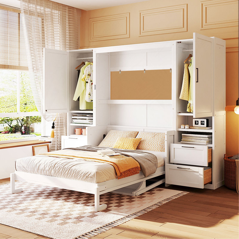 Lit escamotable Murphy avec placard, tiroirs et tablettes