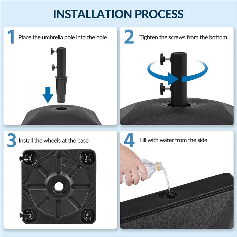 1 2 patio umbrella base Mount, Wall Mount, Deck Mount for D2 5/16" Poles The durable cement umbrella base provides solid anchoring once positioned Stable Patio Umbrella Base -