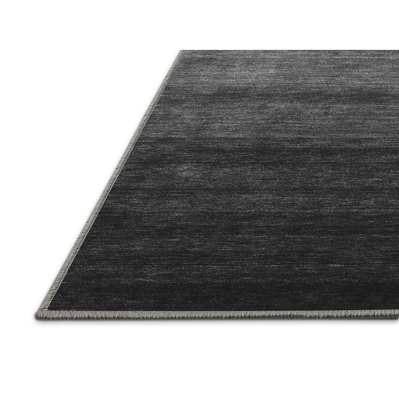 Tapis en chenille tissé à la machine en noir / gris Vytas, Rectangle 2 pi x 3 pi