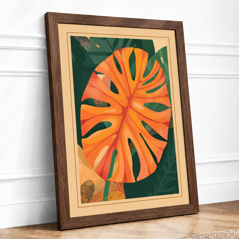 Tropical Leaf Study Botanical - Framed Print, A4 - 29.7 x 21.0 cm, Walnut