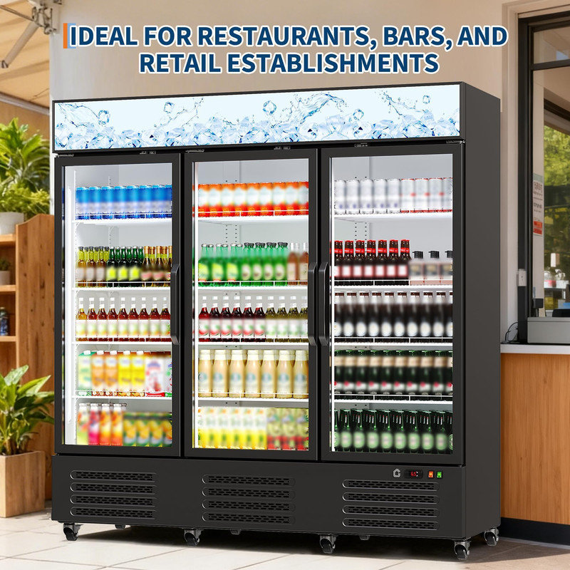 55 Cu Ft Commercial Beverage Refrigerator With Three Glass Doors