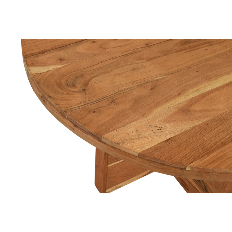 Rounded Solid Wood Dining Table, Natural, 70" W x 70" L
