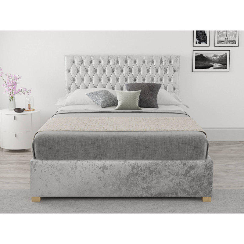 Central City Upholstered Ottoman Storage Bed, Silver, Kingsize (5')
