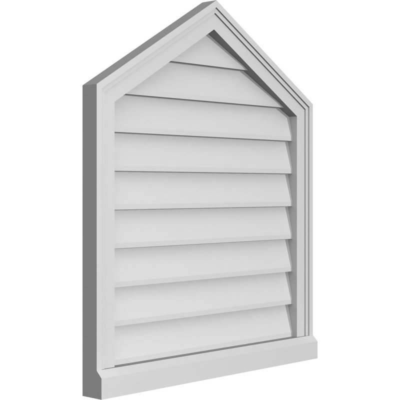 Peaked Top Surface Mount Signature Urethane Non-Functional Gable Vent 7/12 Pitch Primed Tan, 30" H x 26" W x 2" D