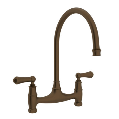 Georgian Era Bridge Kitchen Faucet with Curved Deck Unions