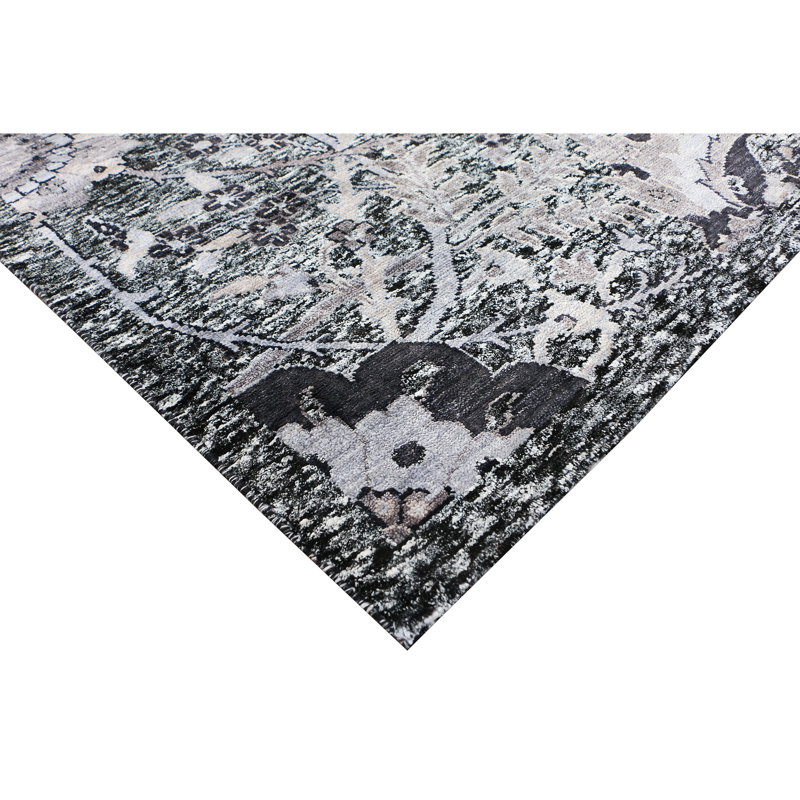 Handmade Wool Floral Area Rug, Rectangle 8' x 10'