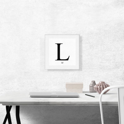 " Modern Black And White Gray Serif Alphabet Letter L "