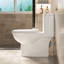 Toilette de 17 po de hauteur avec système 1,1 / 1,6, cuvette sans rebord, siège à fermeture en douceur, blanc brillant 006 pour salle de bain à double chasse moderne, lavabo, lustre doux