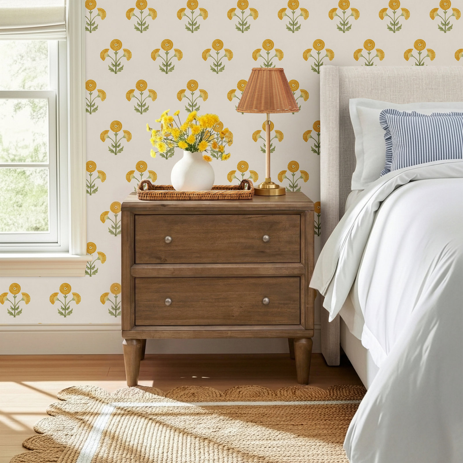 August 2-Drawer Acacia Nightstand