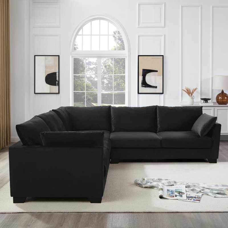 Cenko 5 Seater Sofa, Black Velvet