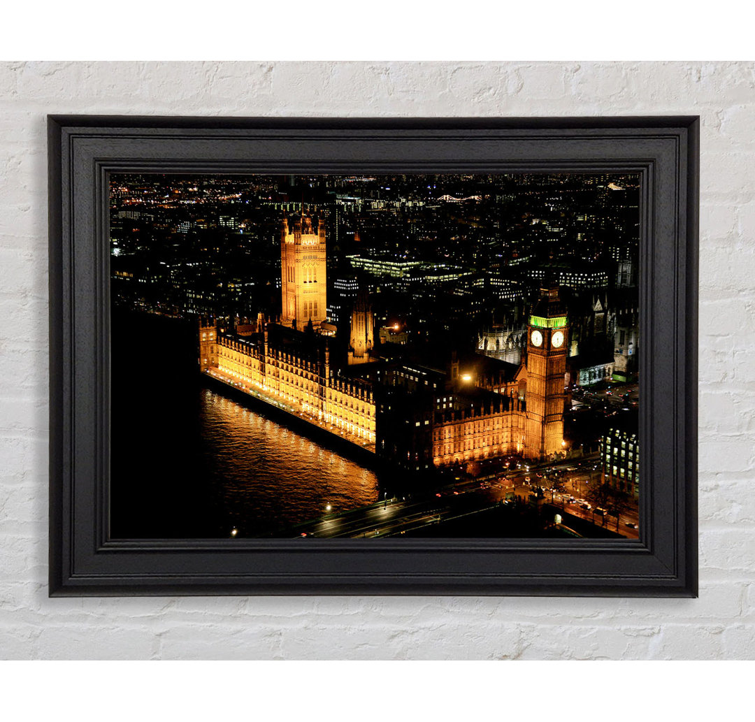 London Houses Of Parliament Ariel View Gerahmter Druck