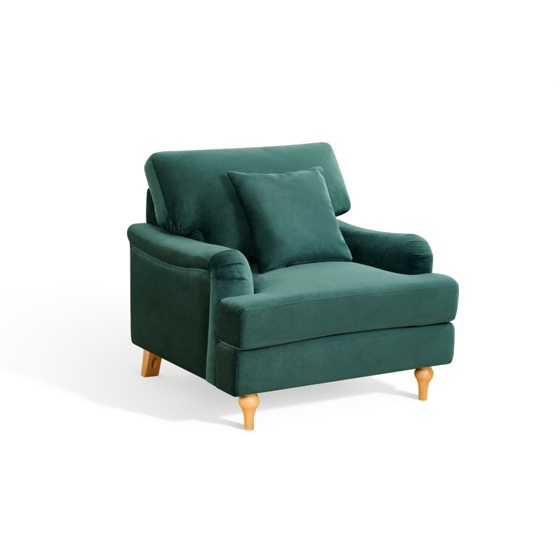 Elmeta Upholstered Armchair, Green Velvet