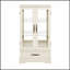 Armoire en verre blanc avec 2 portes, 1 tiroir, tablettes réglables et éclairage interne pour la présentation et le rangement-438379906