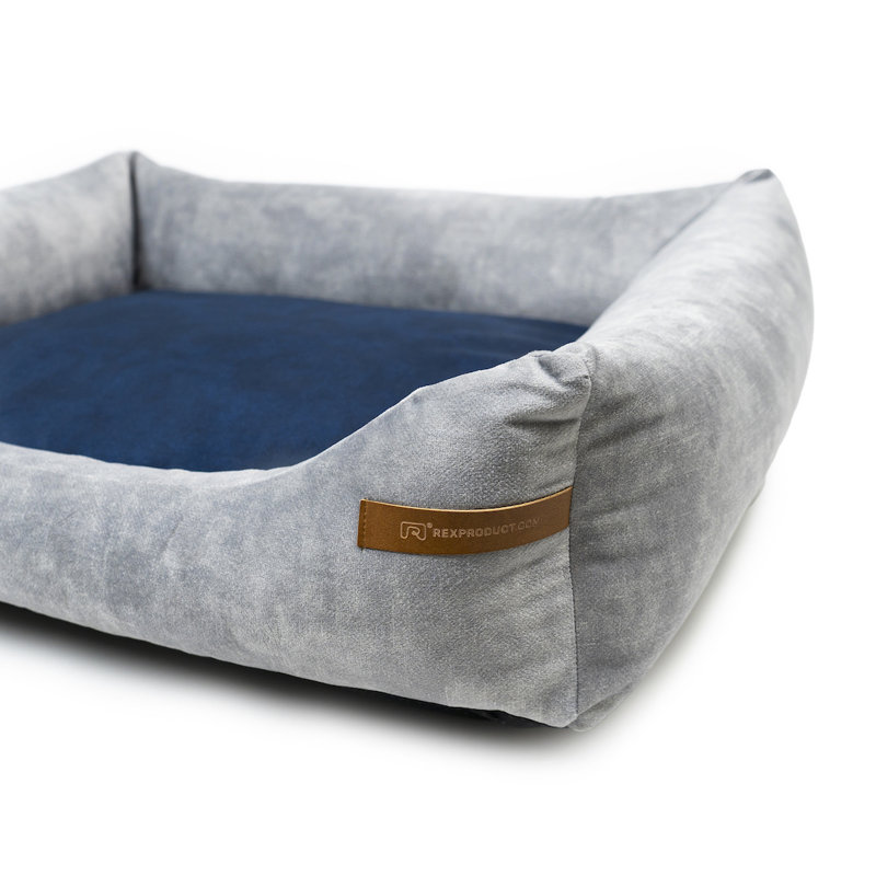 Orthopedic Memory Foam Pet Bed, 15cm H x 55cm W x 65cm D, Grey/Dark Blue