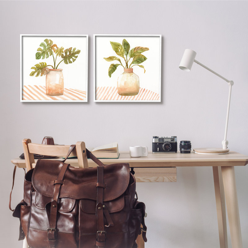 Plateau de table à motif de plantes et de plantes Transtil Monstera, H 17 po x l 17 po, Giclée encadrée blanc bord de mer
