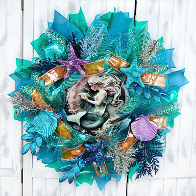 Mermaid Faux Stained Glass Wreath