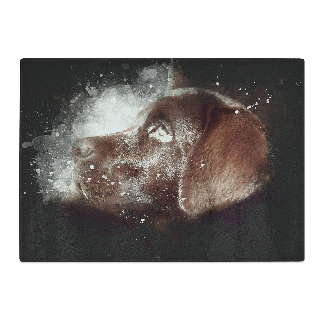 Tempered Glass Chocolate Labrador Portrait Chopping Board