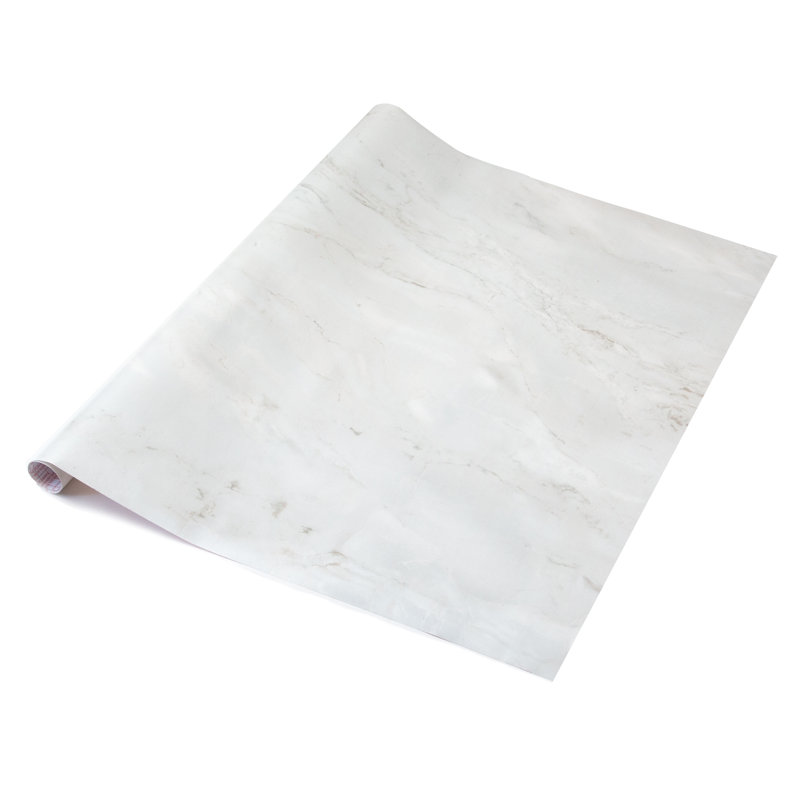 Neace 67.5cm x 2m Marble Stone Self-adhesive Vinyl Wrap for Doors and Worktops, Marble Romeo Matt White