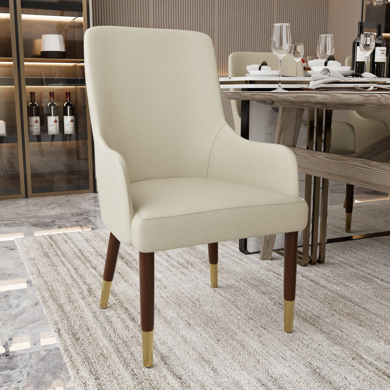 Chaise de salle à manger en cuir avec structure en bois d'hévéa - aucun assemblage requis