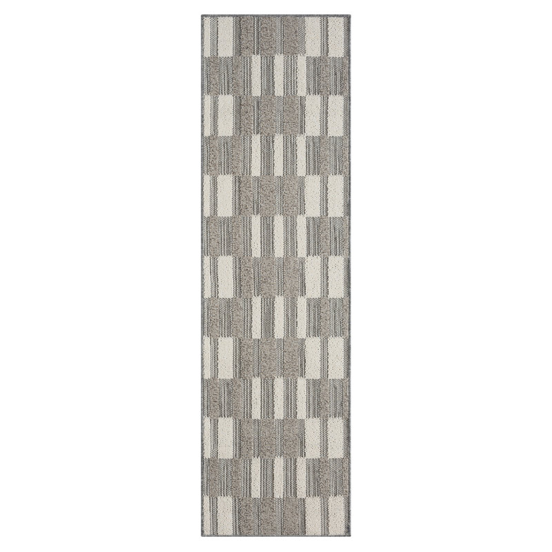 Tapis intérieur / extérieur gris Wilmah, Tapis de couloir 2 pi 2 po x 7 pi 6 po
