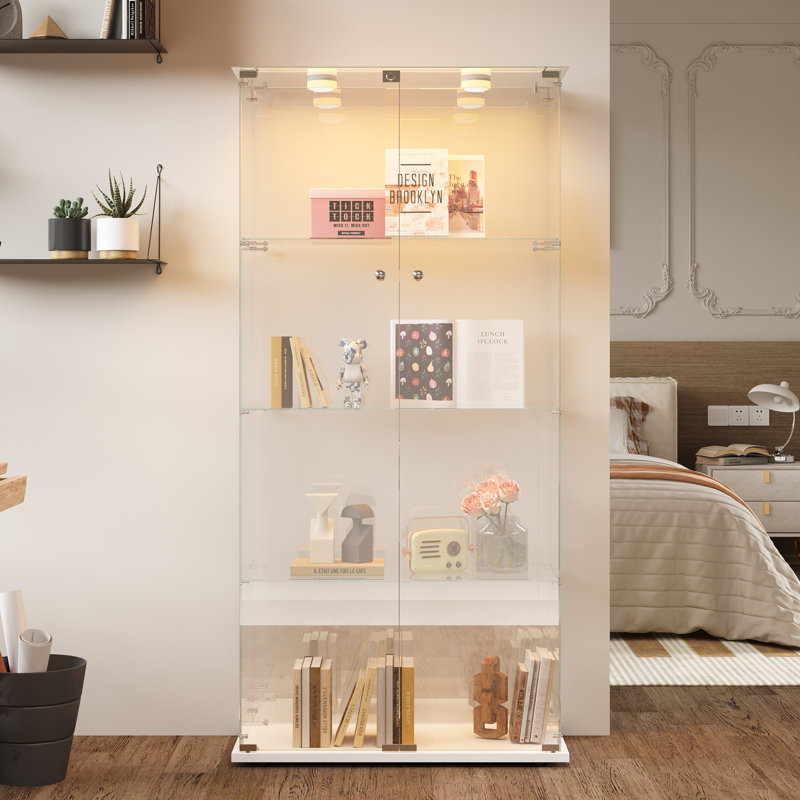 Display Cabinet, White, Tap Light, Double doors