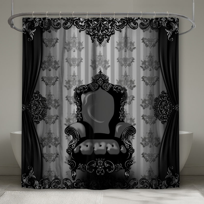 Chaise et rideau de douche - Décoration de salle de bain gothique, L 70 po x H 73 po