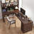 Nut-brown Rectangular Solid Wood with 3 drawers desk-1267874683-1267874682